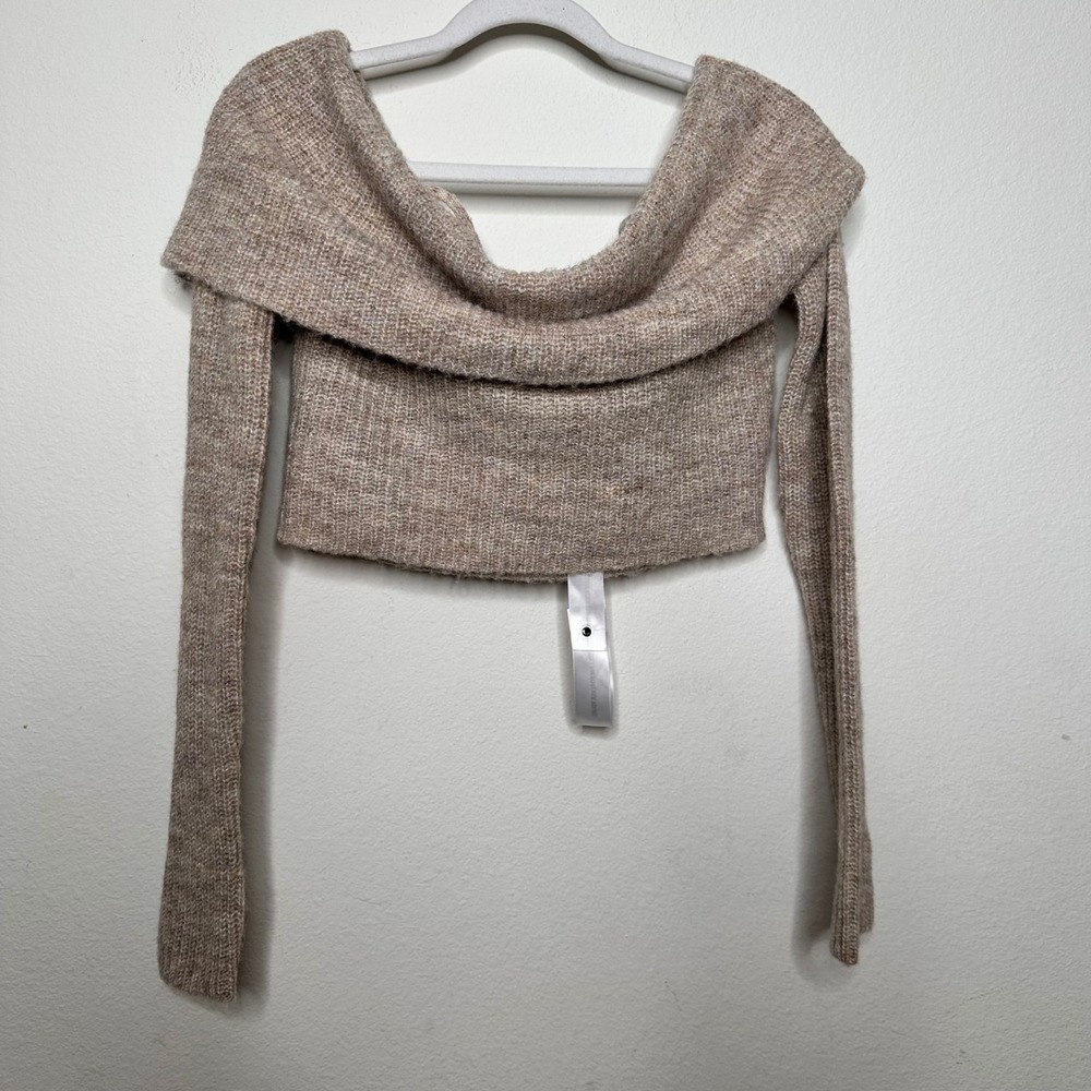 Wanderdoll Mollie‎ textured ribbed knit deep foldover bardot thumbhole sweater L